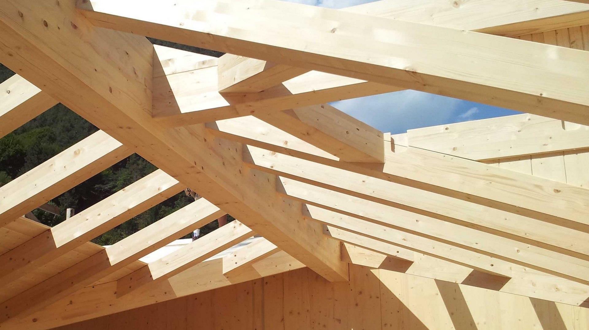 la struttura in legno del tetto